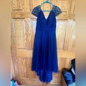JJ's House - Elegant & Formal Navy Blue Hi Low Dress